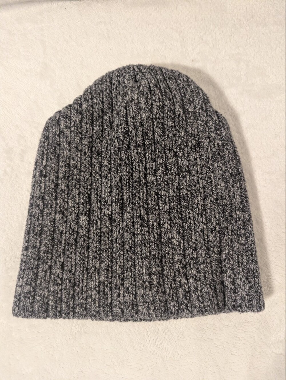 Gray Ribbed Knit Beanie Hat
